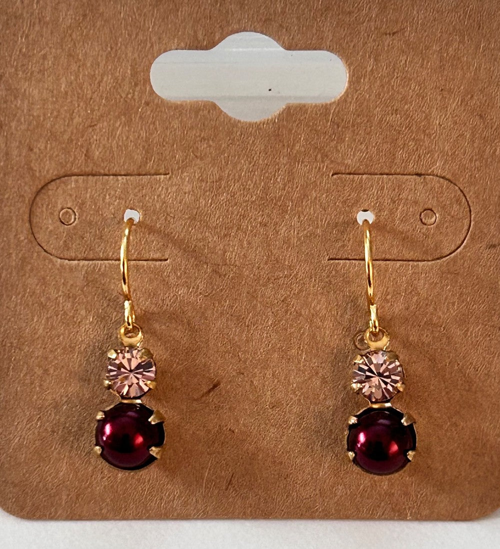 Petite Double Drop Dangle Earrings- Chose Your Favorite-Purple, Green, or Burgundy-Hypoallergenic and Nickel Free|3256