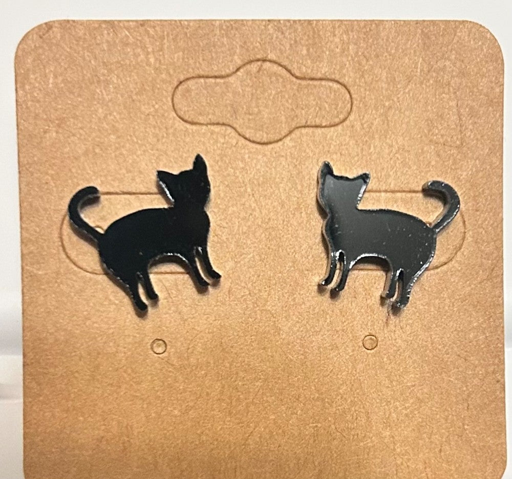 Black Cat Stud Earrings-Hypoallergenic and Nickel Free|3917