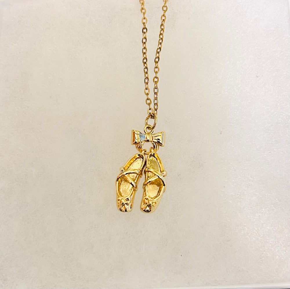 Ballet Slippers Pendant Necklace-18” Tarnish Resistant Stainless Steel Chain|3865