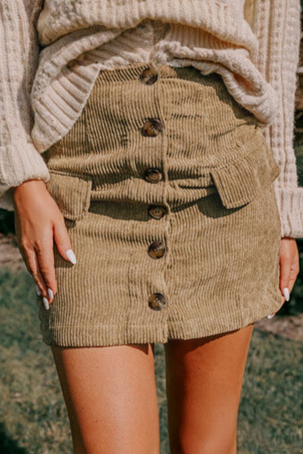 Camel Everyday Corduroy Skirt|2242