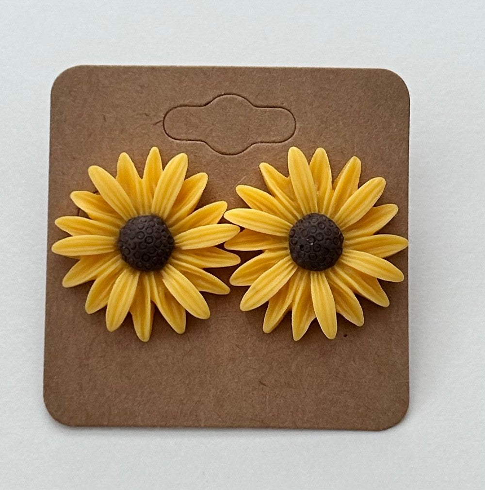 Large Yellow Flower Stud Earrings-Hypoallergenic and Nickel Free|3243