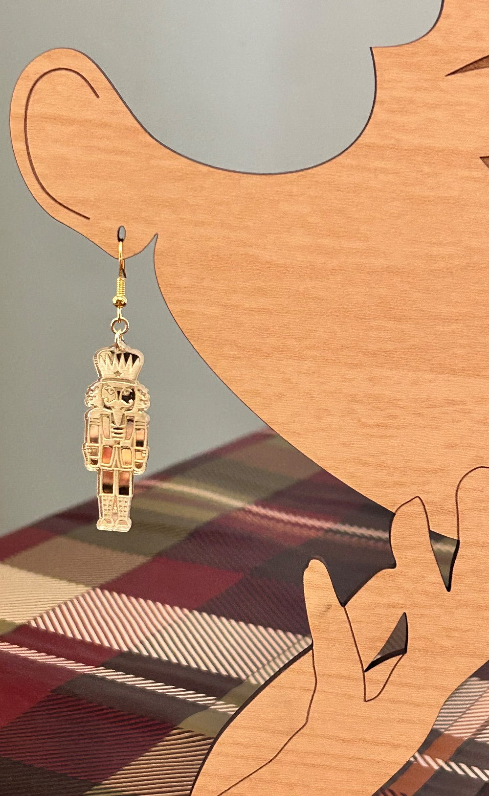 Gold Tone Mirrored Nutcracker Earrings-Hypoallergenic and Nickel Free|3804
