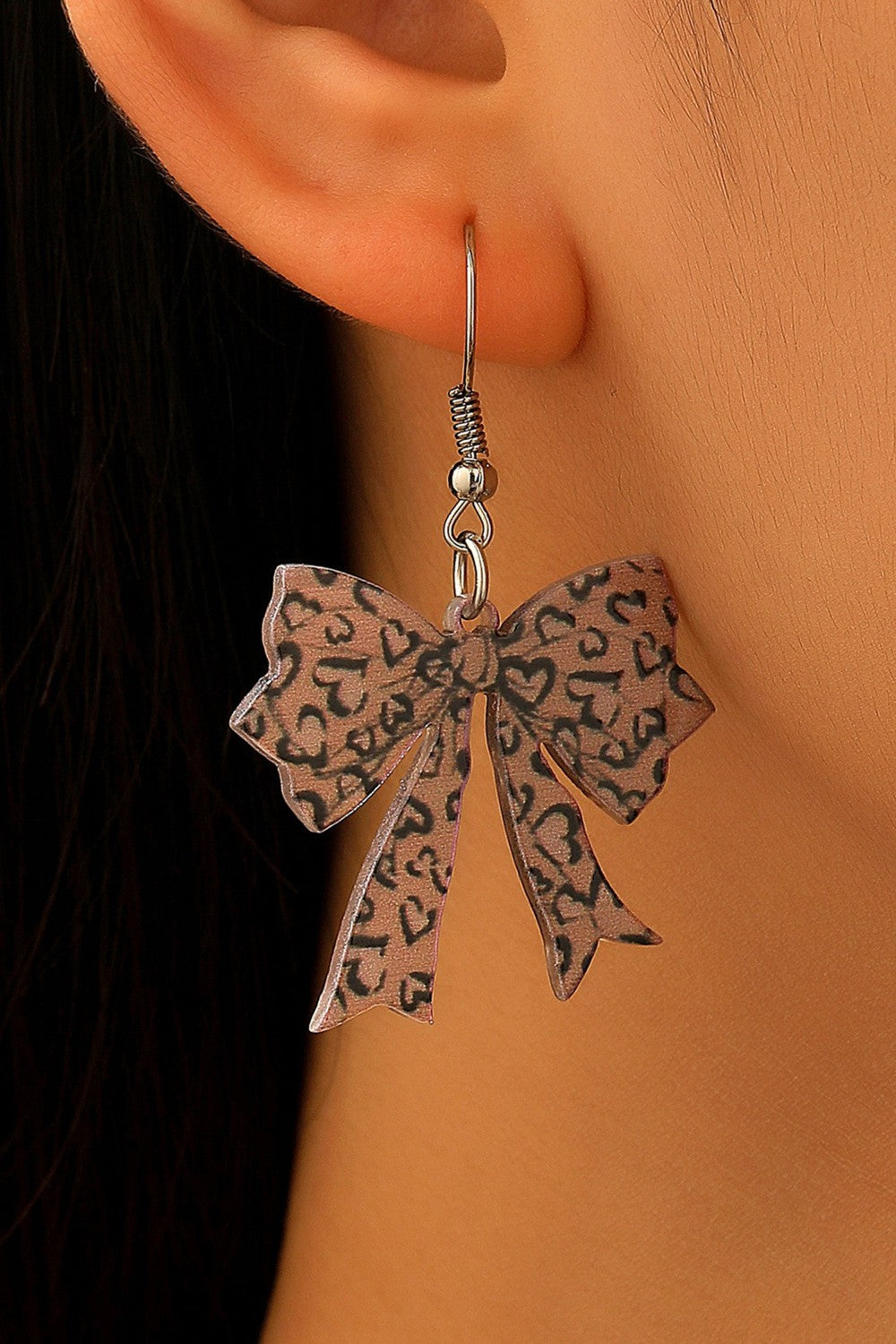 Leopard Bow Drop Earrings|2184