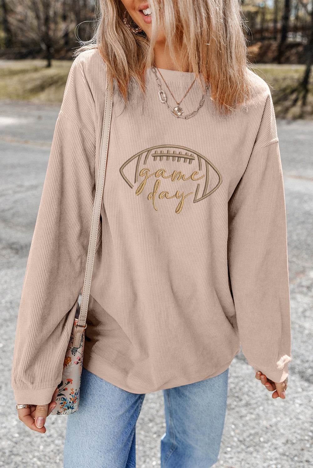 Embroidered Corduroy Sweatshirt|1828