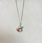 Silver Tone Painter’s Pallet Pendant Necklace-18”Tarnish Resistant Stainless Steel Chain|3993