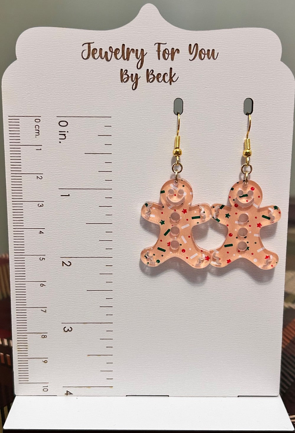 Gingerbread Man Earrings-Lightweight Acrylic-Hypoallergenic and Nickel Free|3782