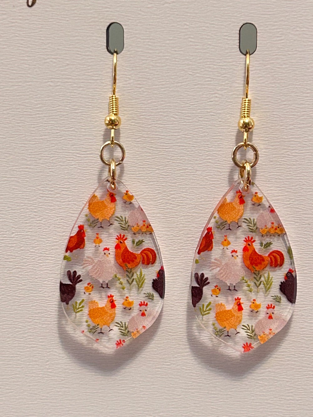 Charming Chicken Print Earrings-Hypoallergenic and Nickel Free|3802