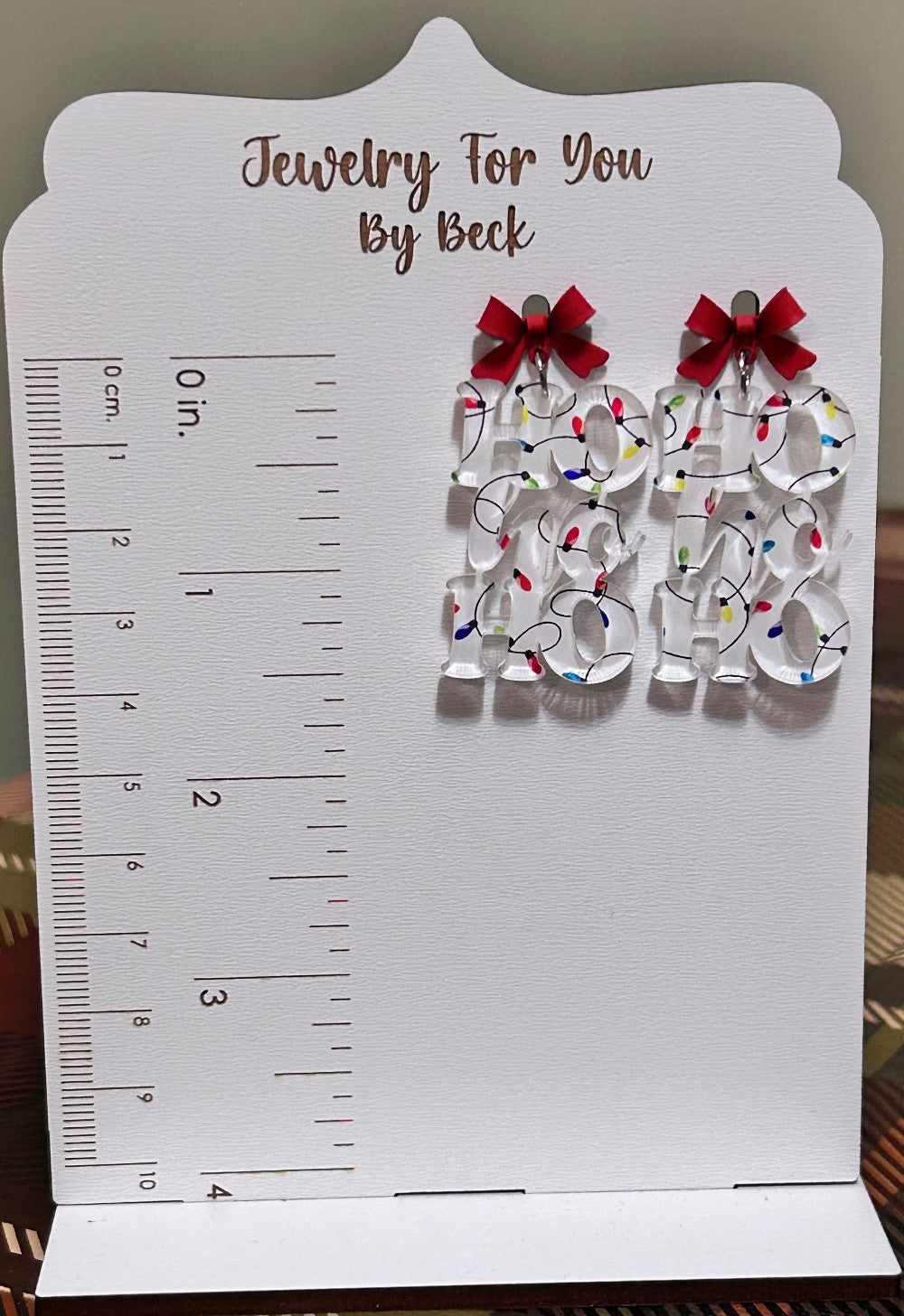 Ho Ho Ho With A Red Bow Earrings-Hypoallergenic and Nickel Free Stainless Steel Post|3929