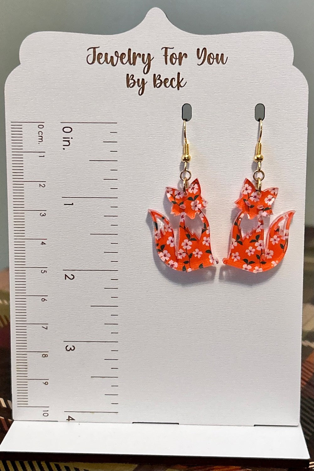 Adorable Orange Floral Fox Earrings-Hypoallergenic and Nickel Fre|3766