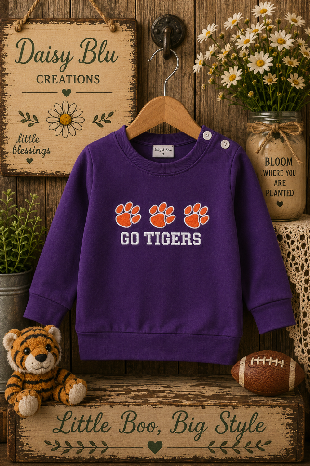 Purple Go Tigers Top|3697