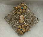 Classic Cameo and Flowers Brooch|826