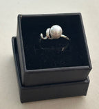 Mother Of Pearl Ring With Corkscrew Design. ~Adjustable Sterling Silver Setting|902