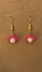 Bright Pink Flower Beaded Earrings|919