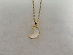 Mother of Pearl Moon Pendant Necklace-18” Tarnish Resistant Stainless Steel Chain|3375