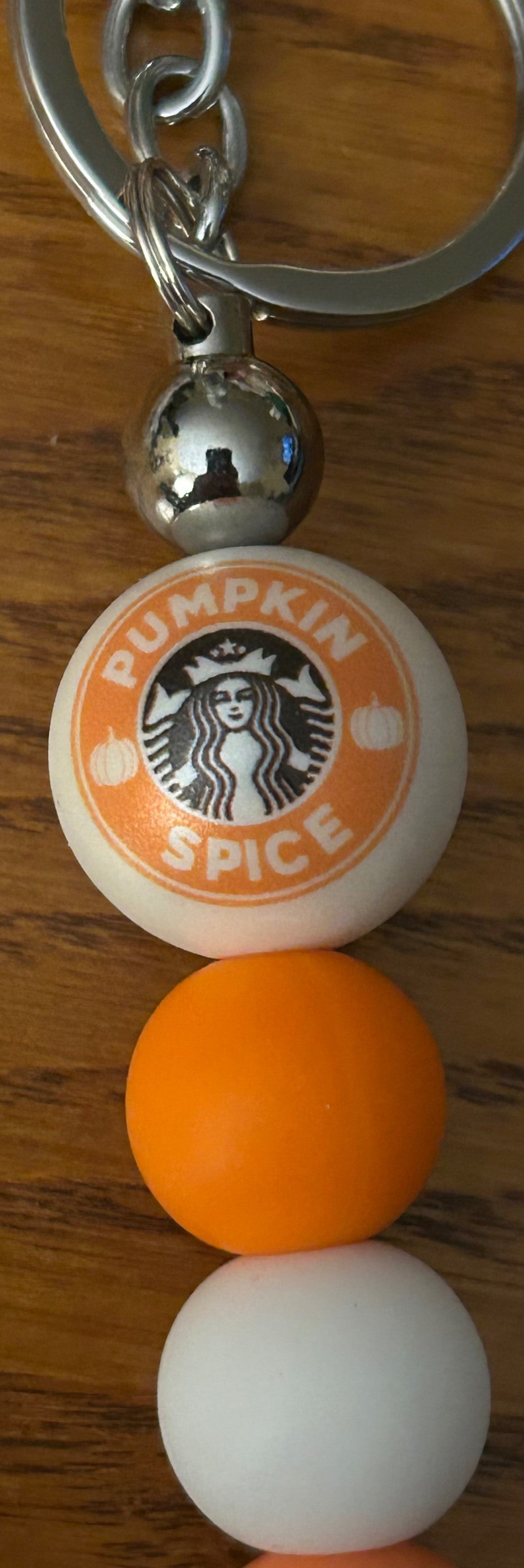 Pumpkin Spice Keychain ~ Handmade Beaded Keychain ~ Bright Orange Beads|1484