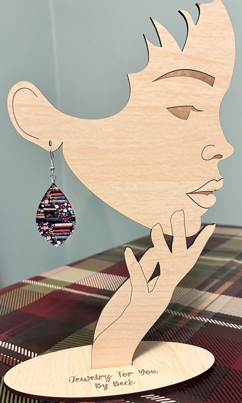 Books and Flowers Pattern Teardrop Dangle Earrings-Hypoallergenic and Nickel Free|3957