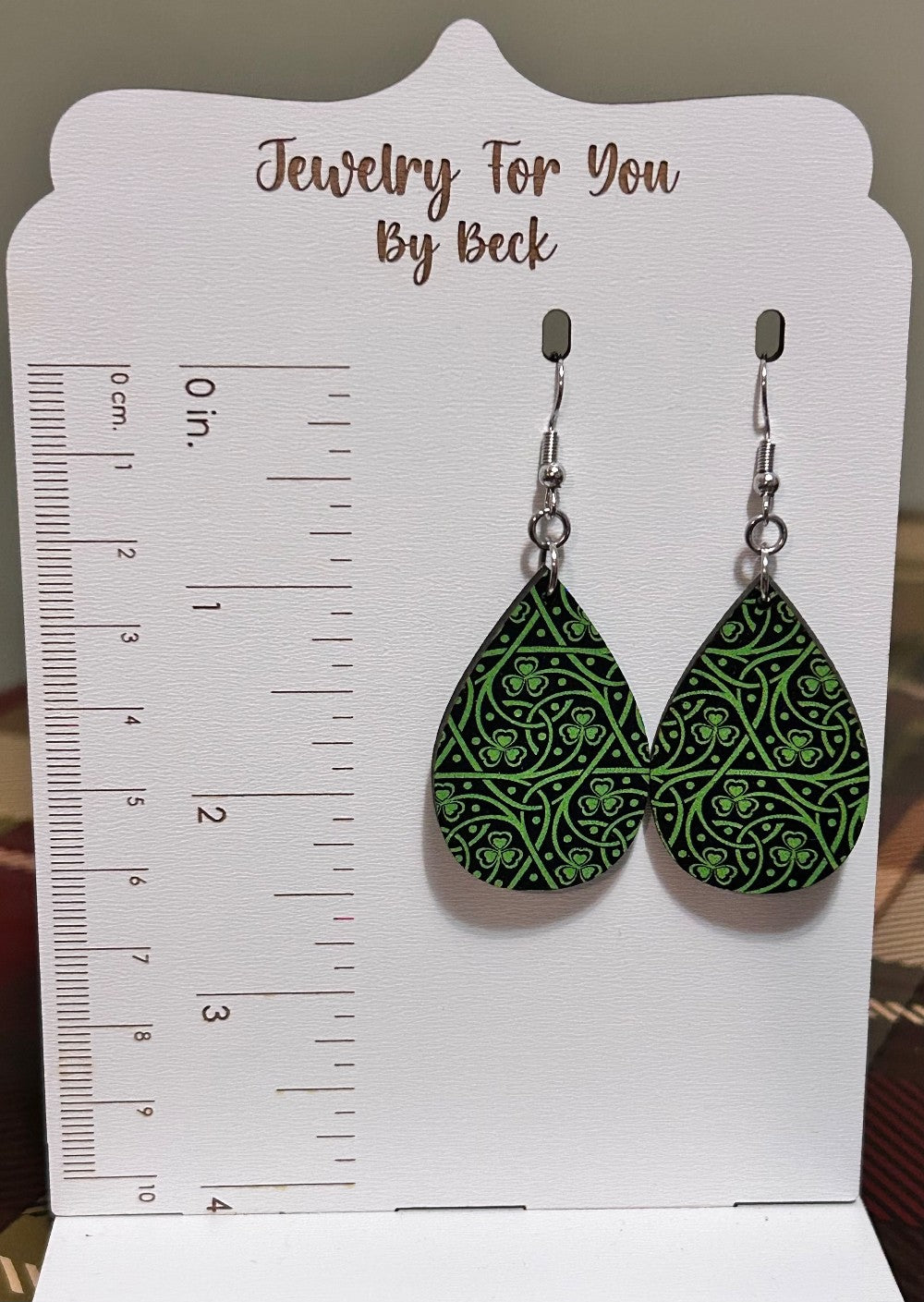 Teardrop Shamrock Celtic Knot Earrings-Lightweight Wood-Hypoallergenic and Nickel Free|3949