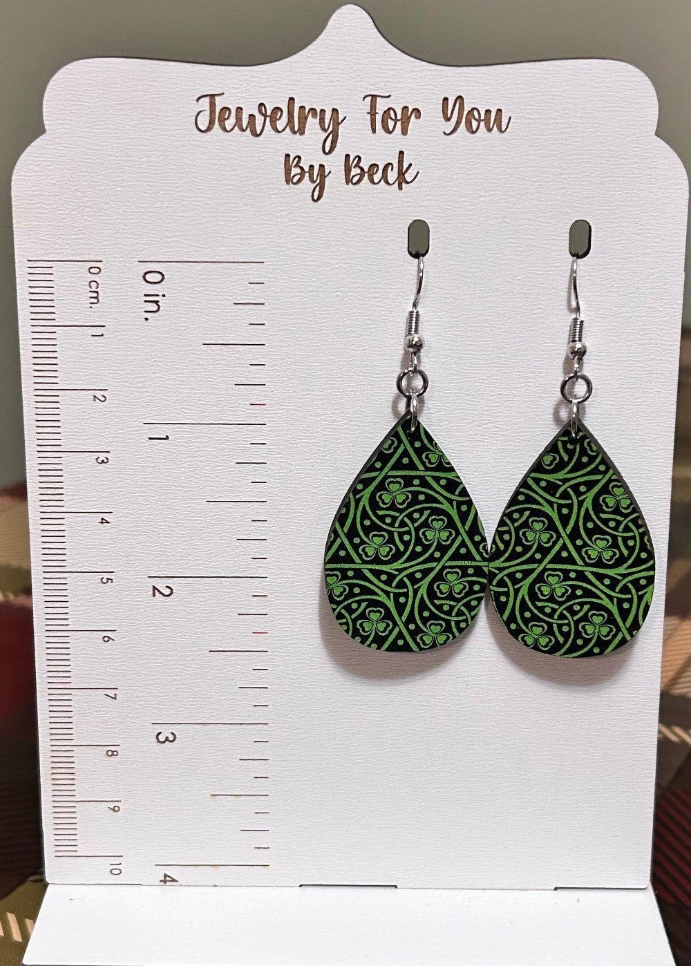 Teardrop Shamrock Celtic Knot Earrings-Lightweight Wood-Hypoallergenic and Nickel Free|3950
