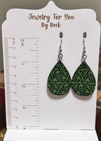Teardrop Shamrock Celtic Knot Earrings-Lightweight Wood-Hypoallergenic and Nickel Free|3950
