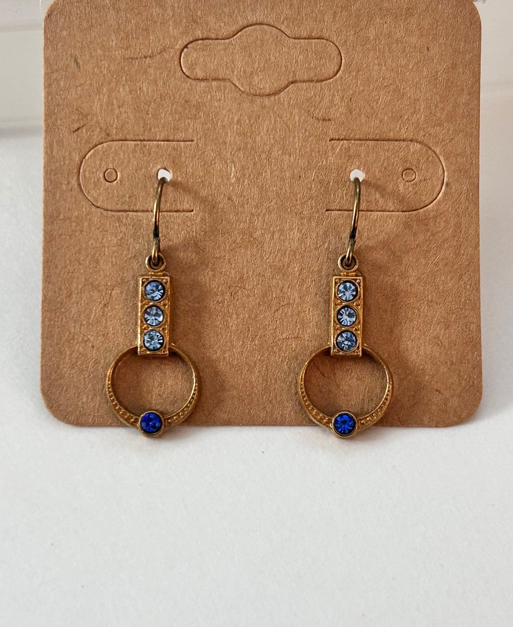 Sapphire Art Deco Dangles-Hypoallergenic and Nickel Free|3261