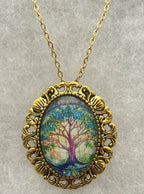 Stained Glass Window Tree Pendant/Brooch~25x18mm size|861