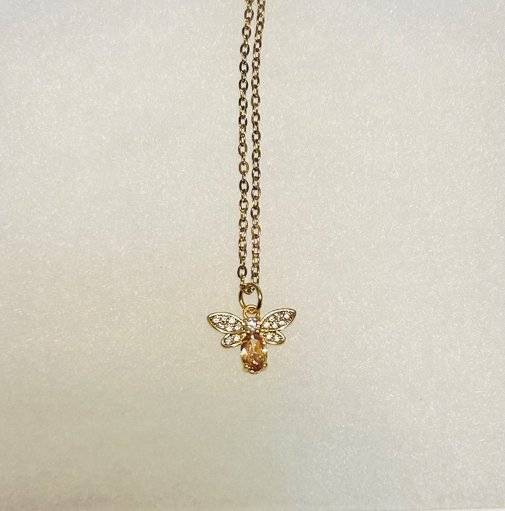 Dainty Bee Pendant Necklace-18” Tarnish Resistant Stainless Steel Chain|3904