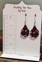 Rich Burgundy Floral Scalloped Earrings-Hypoallergenic and Nickel Free|3813