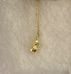 Snowman Wearing a Santa Hat Necklace~ 18” Gold Tone Tarnish Resistant Stainless Steel Chain|1534
