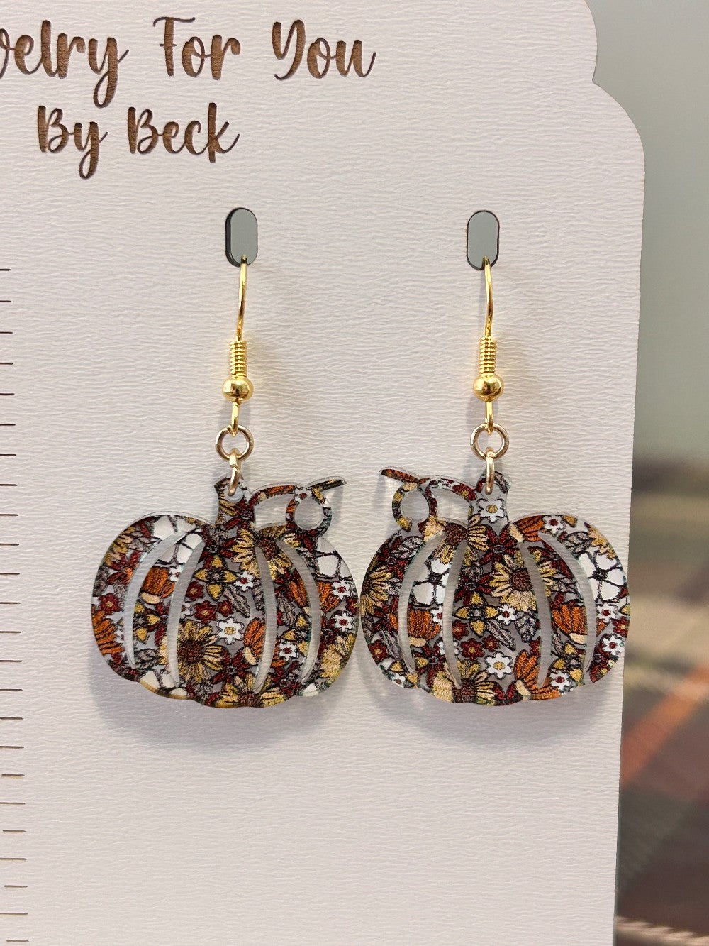 Colors of Fall Floral Pumpkin Earrings-Hypoallergenic and Nickel Free|3721