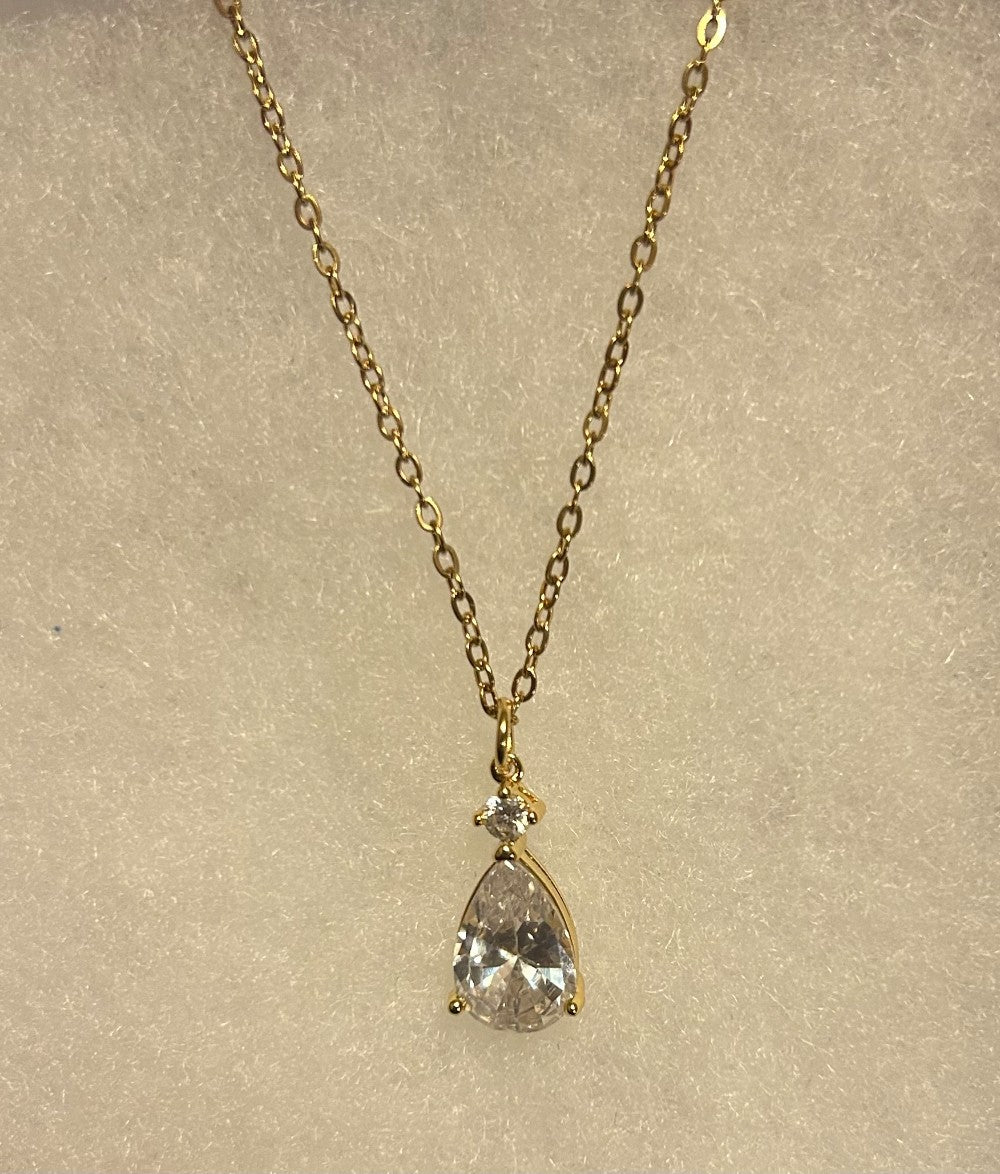 Elegant Teardrop Pendant Necklace-18” Tarnish Resistant Stainless Steel ChainSteel|3878