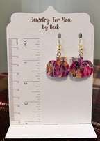 Floral Pumpkins in Plums , Purples, and Mustard -Dangle Earrings-Hypoallergenic and Nickel Free|3735