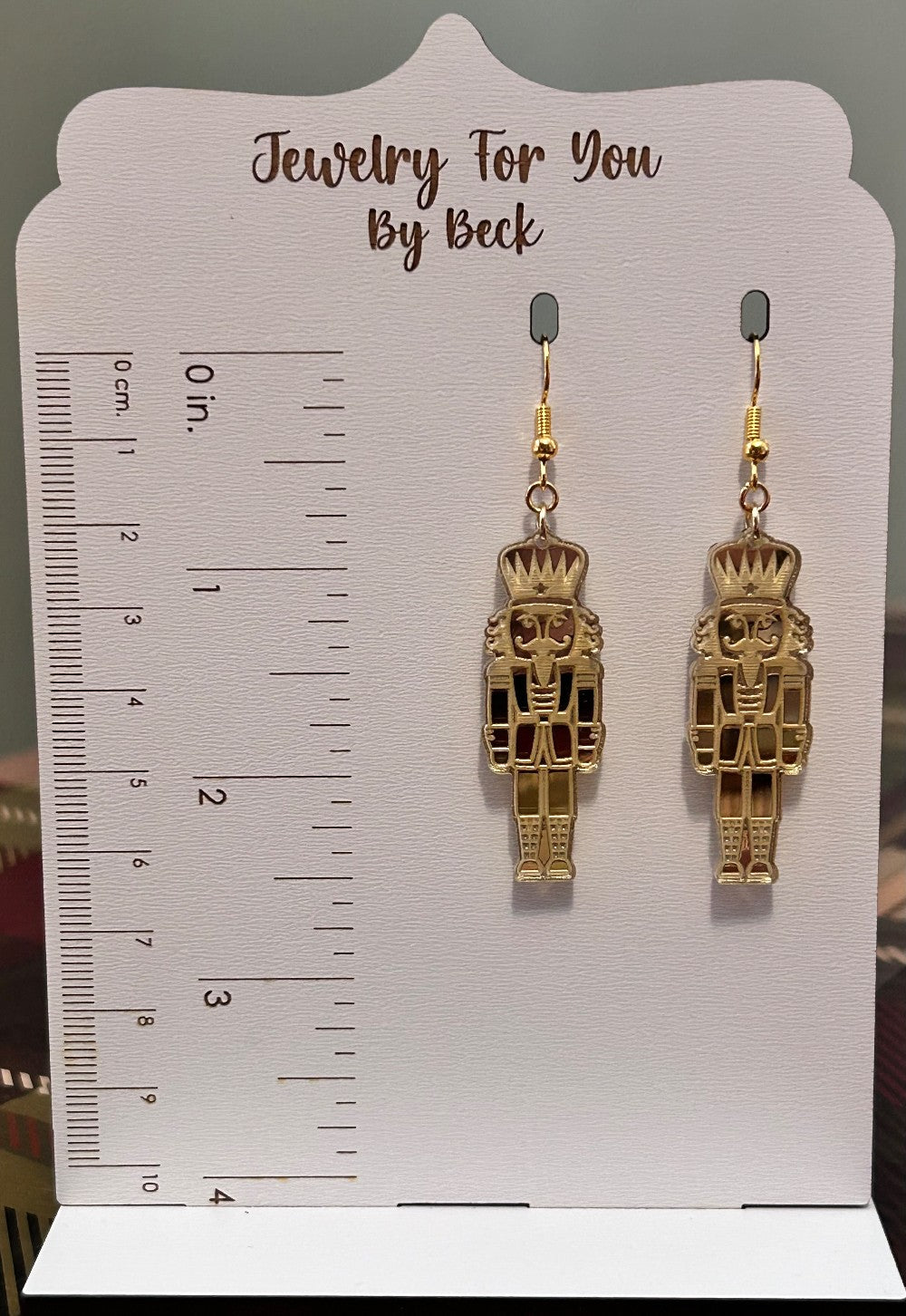 Gold Tone Mirrored Nutcracker Earrings-Hypoallergenic and Nickel Free|3805