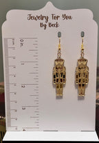 Gold Tone Mirrored Nutcracker Earrings-Hypoallergenic and Nickel Free|3805