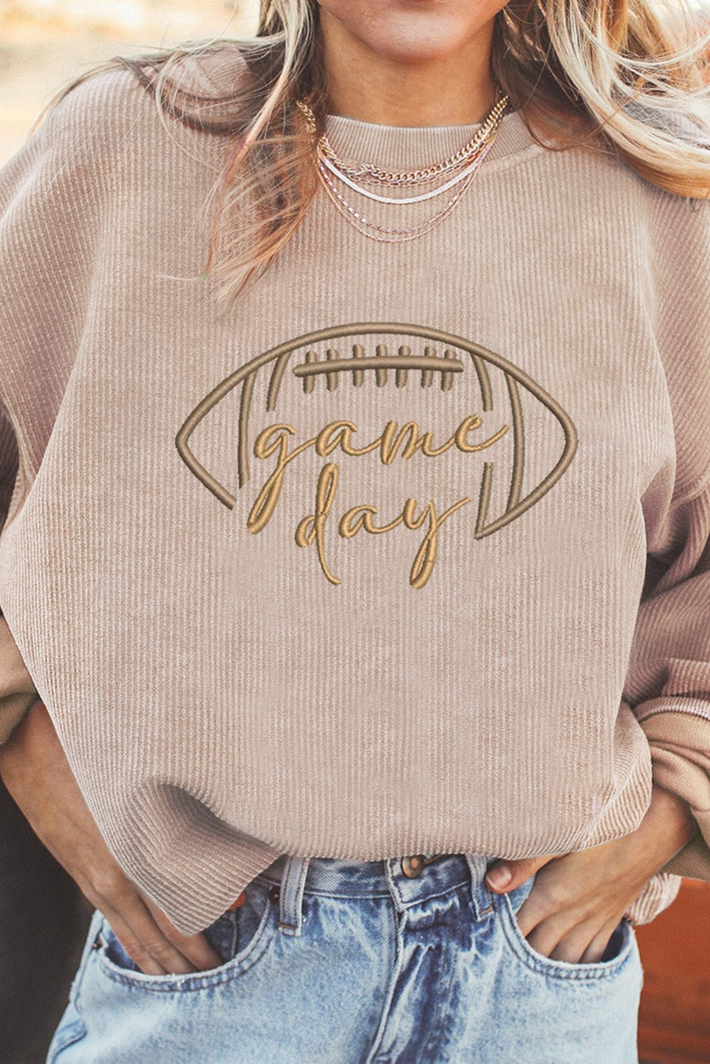 Embroidered Corduroy Sweatshirt|1830