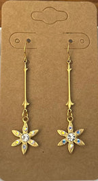 Bar Earrings With Victorian Rhinestone Star Drops|932