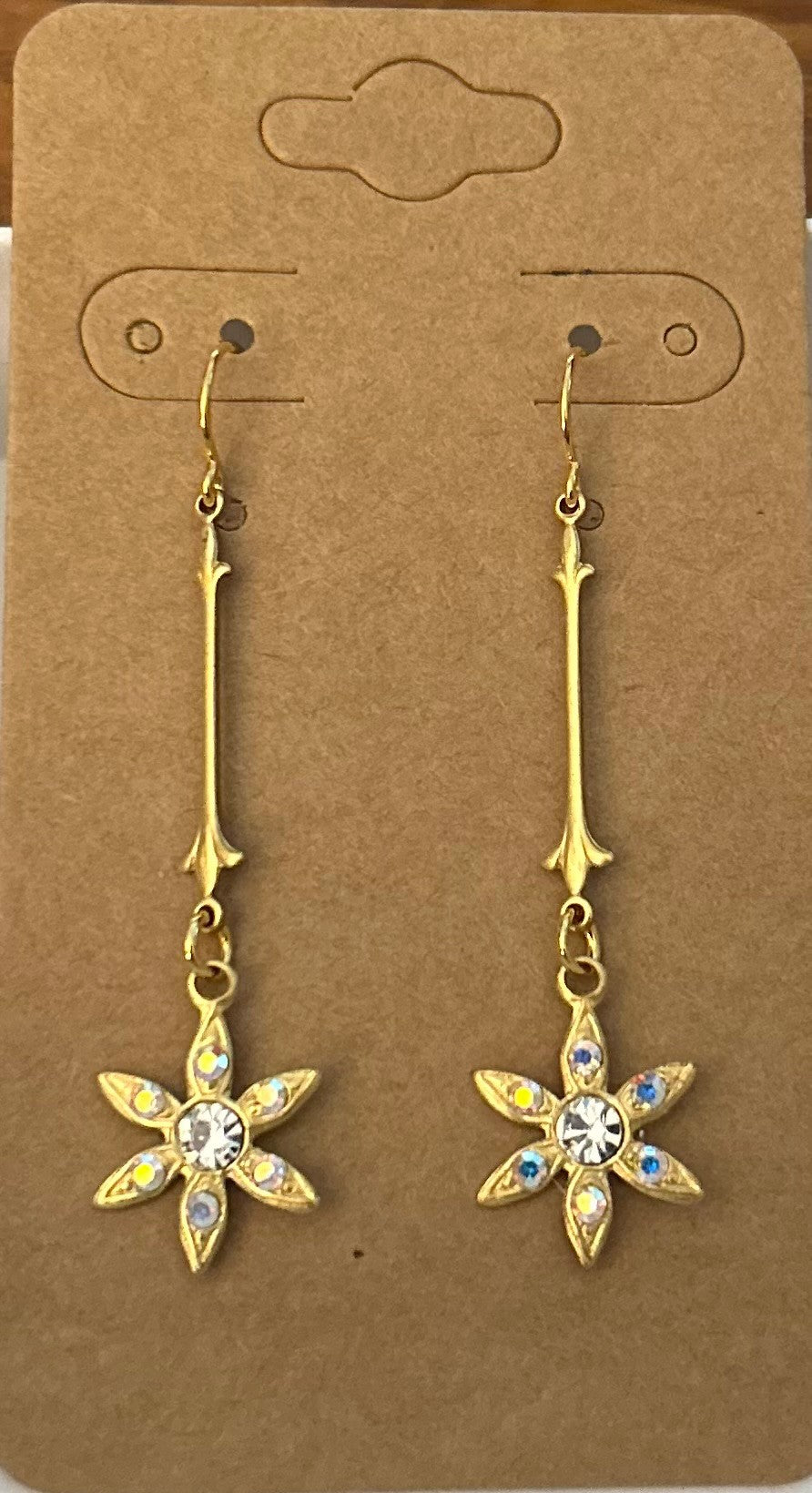 Bar Earrings With Victorian Rhinestone Star Drops|932