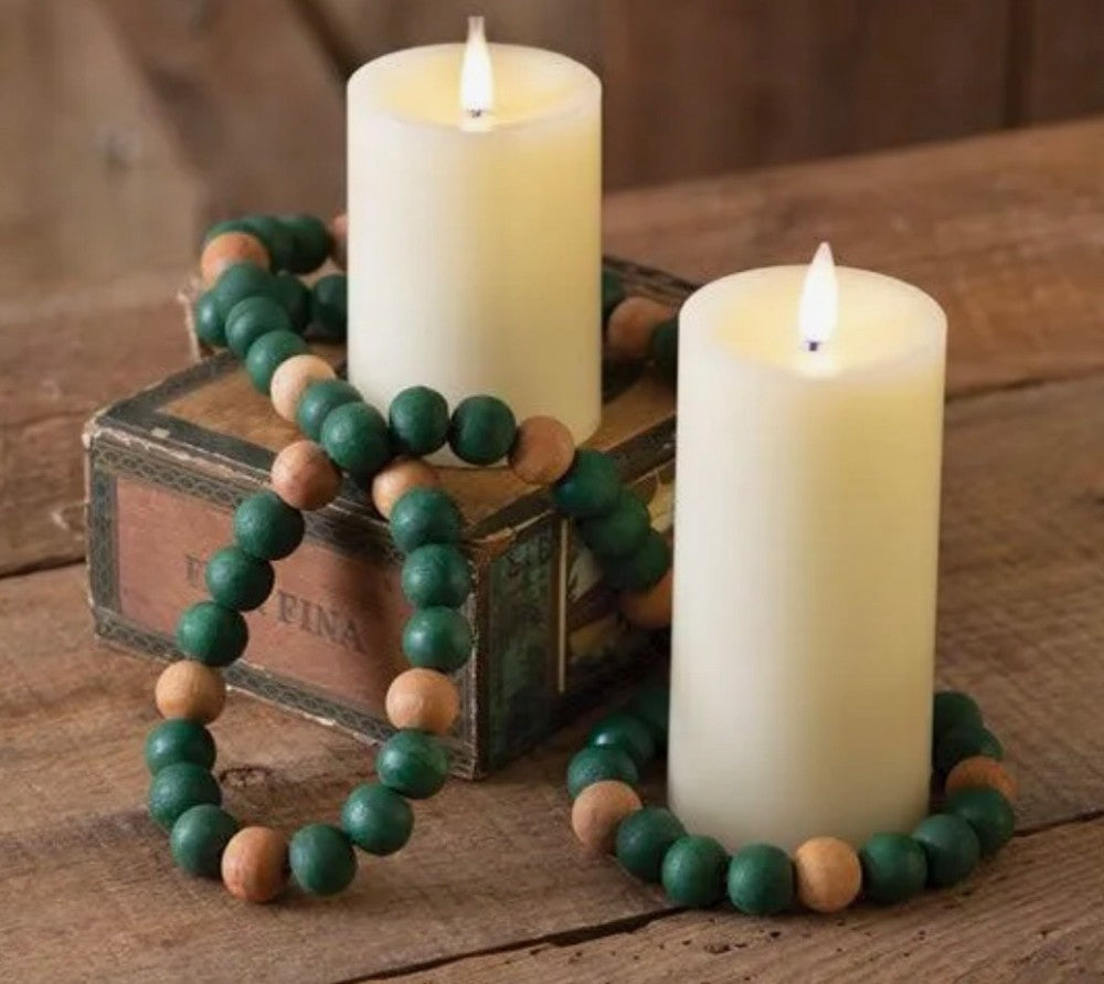 Wooden Bead Garland Dk. Green 66”|2776