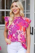Rose Flutter Sleeve Blouse|2063