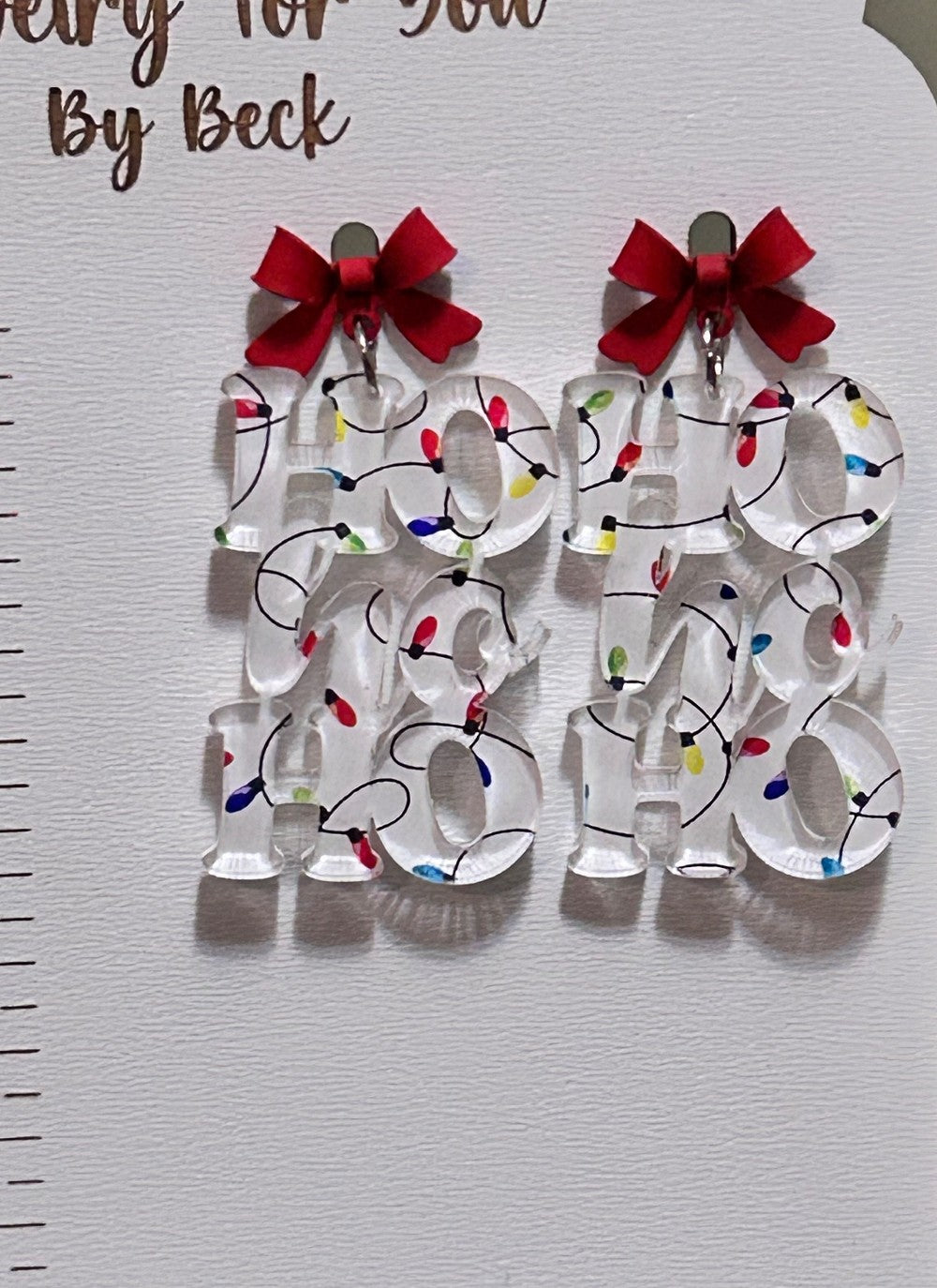 Ho Ho Ho With A Red Bow Earrings-Hypoallergenic and Nickel Free Stainless Steel Post|3930