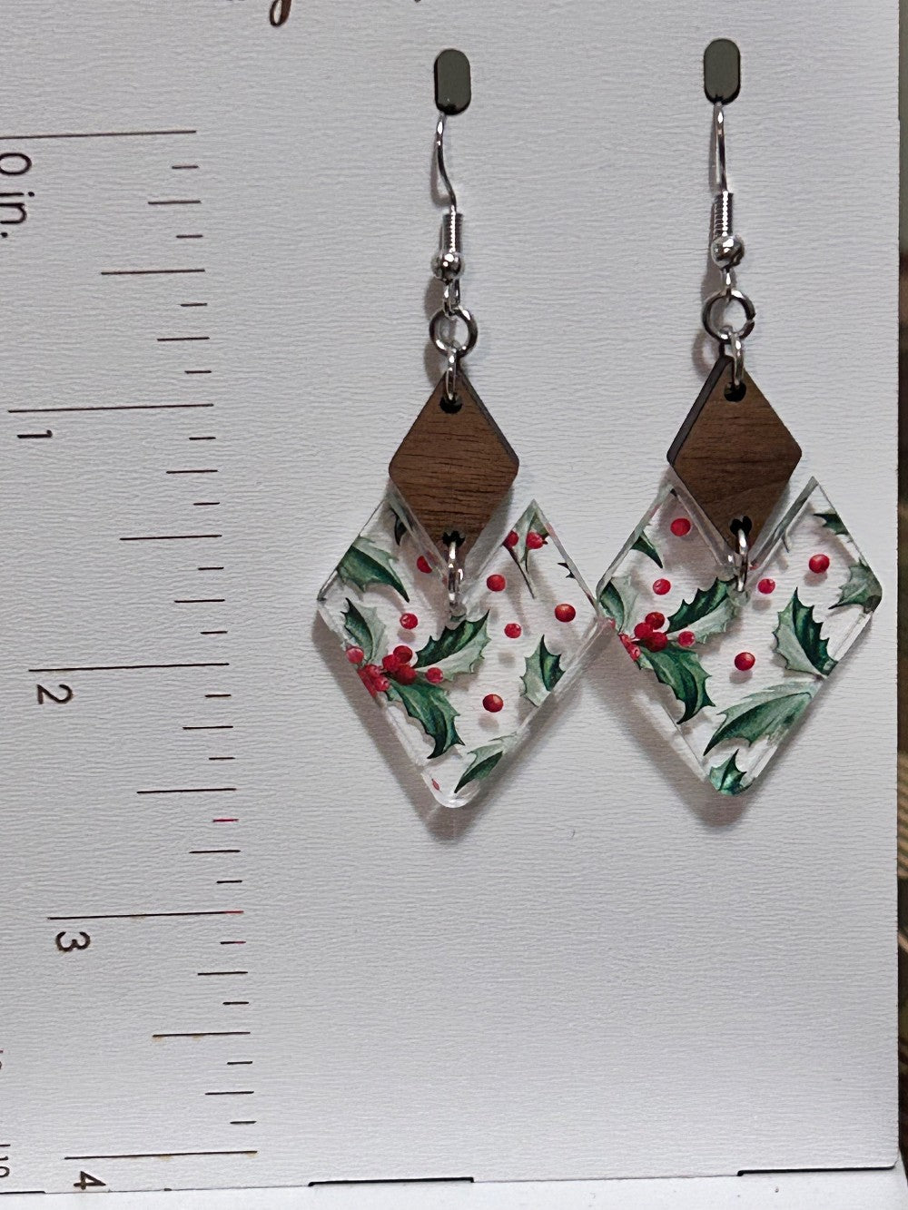 Holly Berries Diamond Shape Dangle Earrings-Hypoallergenic and Nickel Free|3943