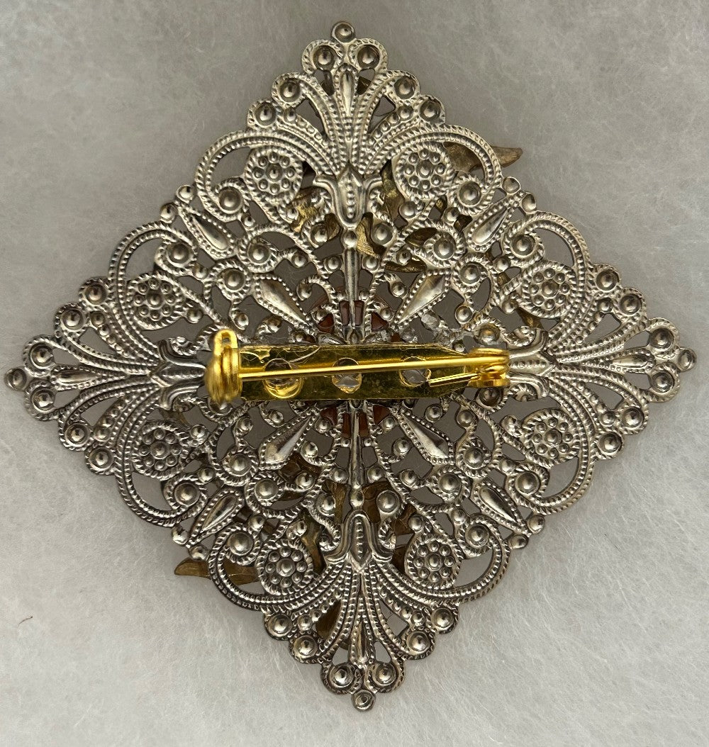 Classic Cameo and Flowers Brooch|827