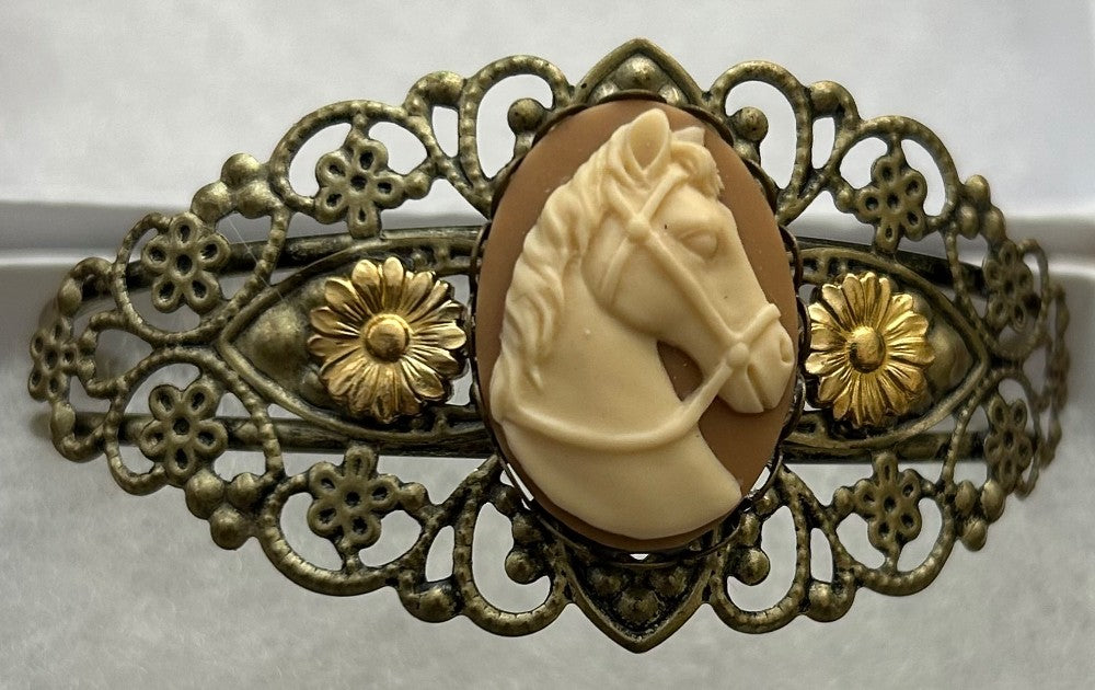 Horse and Flowers Filigree Cuff Bracelet|863