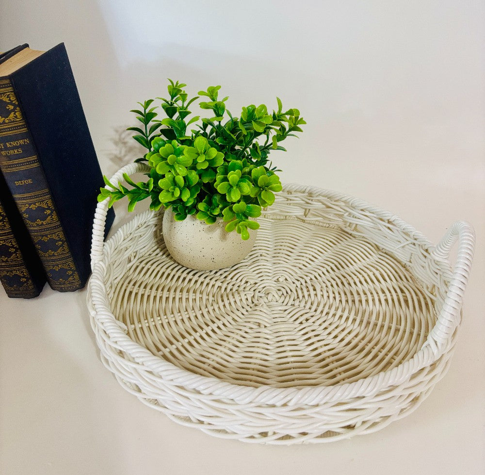 White Round Basket Tray SDH|3054
