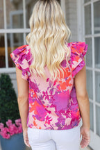 Rose Flutter Sleeve Blouse|2061