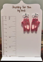 Pink Glitter Ballet Slippers Earrings-Hypoallergenic and Nickel Free|3788