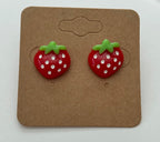 Strawberry Stud Earrings-Choose Your Favorite Size Large, or Small|3237
