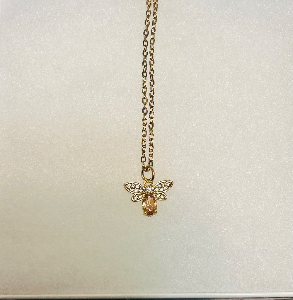 Dainty Bee Pendant Necklace-18” Tarnish Resistant Stainless Steel Chain|3903
