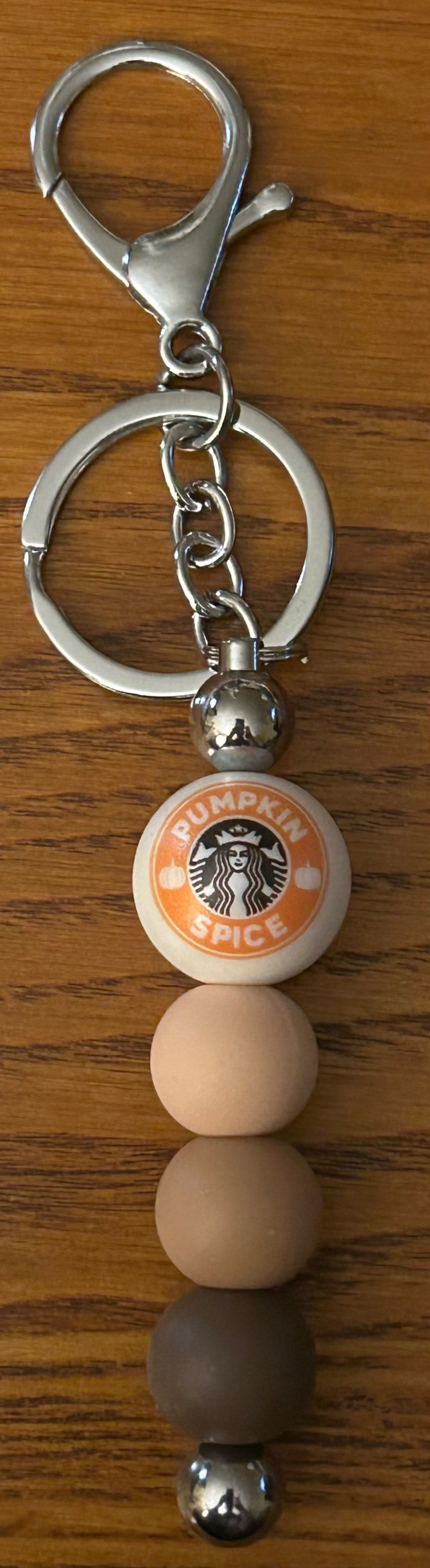 Pumpkin Spice Keychain ~ Handmade Beaded Keychain ~ Coffee Brown Tone Beads|1486