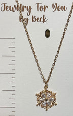 Delicate Snowflake Necklace-18”Tarnish Resistant Stainless Steel Chain-Gold Tone|3841