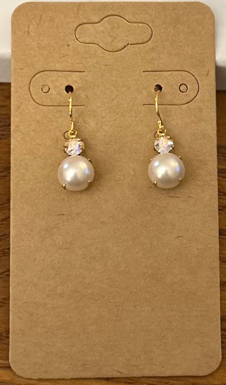 Vintage Plastic Round Stone with Preciosa Crystal stone earrings ~ Hypoallergenic and Nickel Free|1360